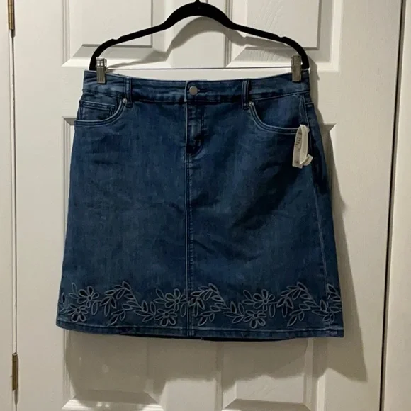Dress Barn | Skirts | New With Tags Dress Barn Denim Skirt With Floral  Embroidery Size 2 | Poshmark